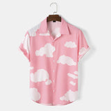 Men Hawaii Shirts Summer Loose Beach Lining