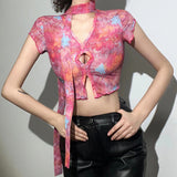 Music Festivals Rave Outfits Girls Tops Summer Women's Fashion Short Sleeve Sexy T-shirt