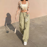 Julia Fox Low Rise Trousers Autumn and Winter Women's Jeans Loose Casual Pants