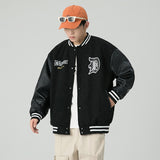 Brown Varsity Jacket Casual Baseball Jacket Vintage Flight Jacket Loose Top