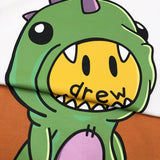 Drew House Cartoon Little Dinosaur Pattern Short Sleeve High Street Fashion Brand Couple Loose T-shirt Men