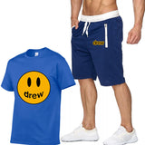 Smiley Face T Shirt Drew Biber Smiley Print Men's Short-Sleeved T-shirt Suit