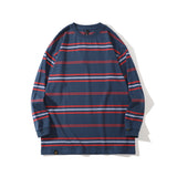 Mens Fall Outfits Retro Simple Contrast Color Striped Long Sleeve T-shirt Men and Women Loose Couple Thin Hoodies