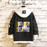 Comic Denim Jacket Men's and Women's Clothing Hooded Sweater Denim Jacket