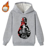 Stranger Things Hoodie Children's Cartoon Printed Casual Fleece-Lined Hoodie Sweater