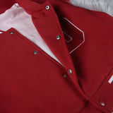 Brown Cropped Varsity Jacket Long Sleeve Baseball Uniform Coat