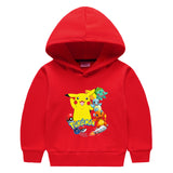 Children Pokemon Pikachu Hoodie Autumn and Winter Boys and Girls Children Fleece-Lined Long Sleeve