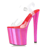 Hot Pink Heels Pink Solid Color High Heel Transparent Sandals Fish Mouth