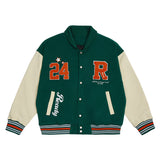Green Varsity Jacket Autumn and Winter Baseball Uniform Three-Dimensional Towel Embroidery Sports Jacket Jacket Men