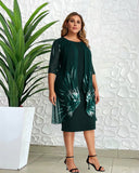 Nina Parker Black Dress plus Size Elegant Graceful Knitted Lace Cloak Dress