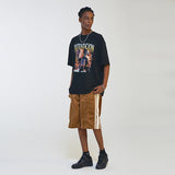 Oversized 90S T Shirt Summer Printed Short-Sleeved T-shirt Cotton Black Loose