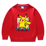 Children Pokemon Pikachu Hoodie Solid Color Cotton Sweater Neutral