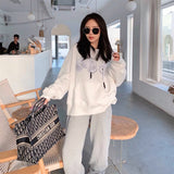 Palm Angels Hoodie Angel Black and White Embroidered Hoodie Men's Loose Coat