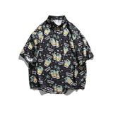 Men T Shitrs Summer Men's Cartoon Printing Lapel Shirt