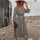 Emery Rose Dresses Casual Holiday Style Floral Print Long Sleeve Autumn and Winter Dress Large Swing Skirt