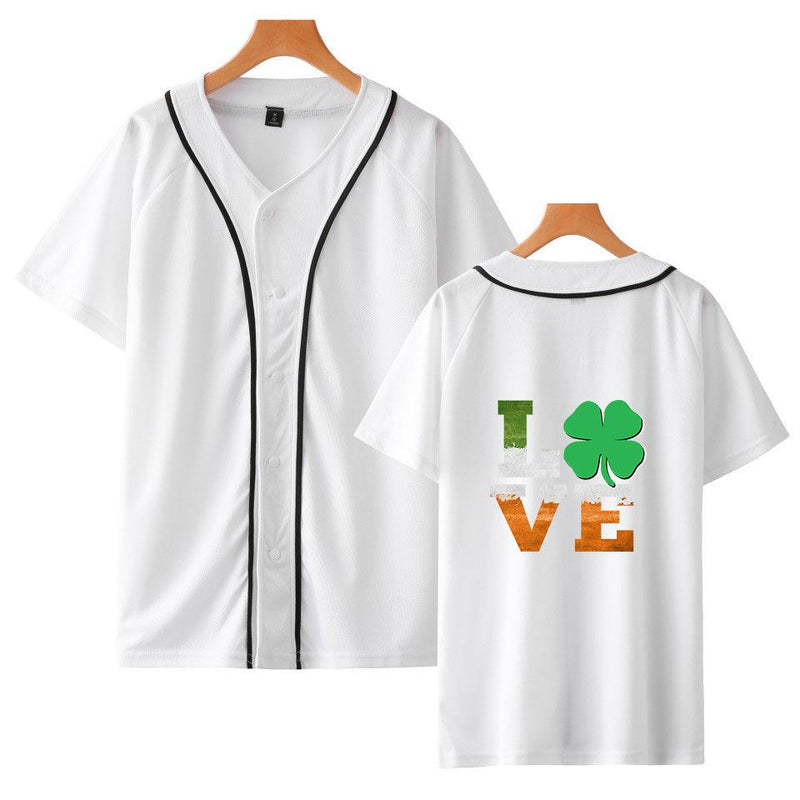 Saint Patrick'S Day Closing Clothing Festival Thin Baseball Uniform Short Sleeve T-Shirt Plus Size Retro Sports