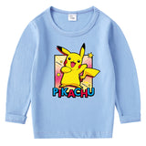 Children Pokemon Pikachu Hoodie Cotton Crew Neck T-shirt