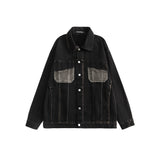 Men Denim Coat Jean Jackets Solid Color Denim Jacket Men's Loose Lapels Overalls Denim Jacket