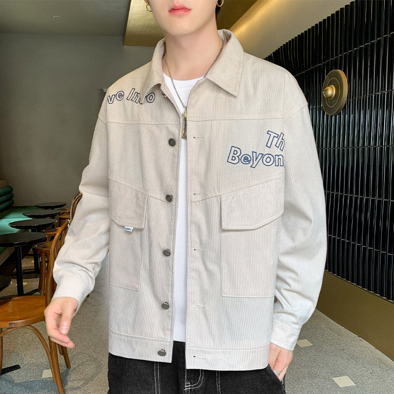 Corduroy Varsity Jacket Corduroy Coat Men's Spring and Autumn Jacket Casual Student Autumn and Winter Clothes Top Clothes