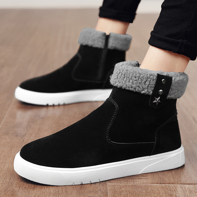 Men's Martin Boots Men's Winter Velvet Warm Cotton Shoes Short Tube