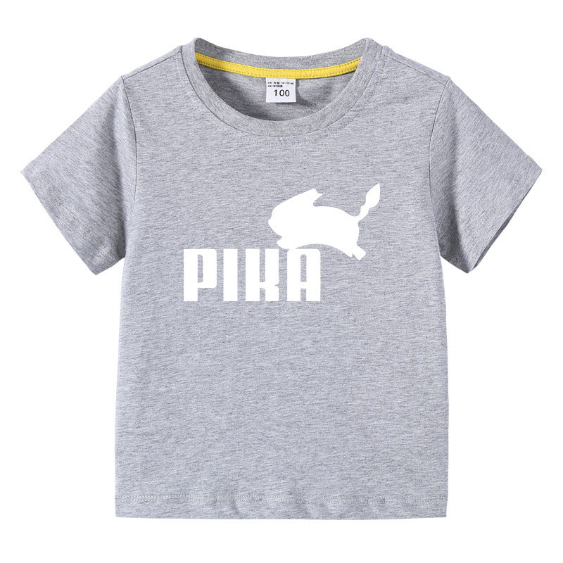 Children Pokemon Pikachu T Shirt Cartoon Short Sleeve T-shirt Cotton Leisure Sports