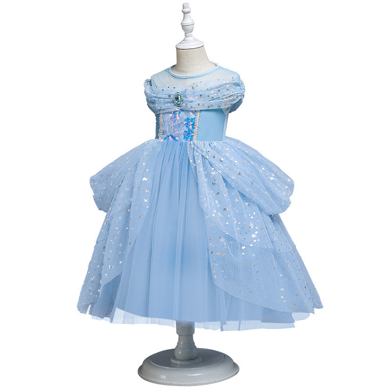 Halloween Frozen Dress Toddler Frozen Mesh Sleeveless Dress Cinderella Princess Dress