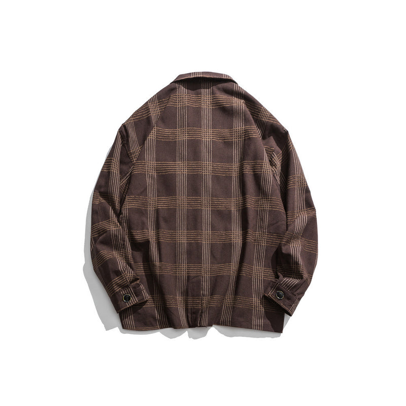 Men's Casual Suit Man Blzer Retro Plaid Suit Coat Men's Chain Loose Lapels Casual Small Suit