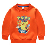 Children Pokemon Pikachu Hoodie Children's Fleece-Lined Sweater Boy plus Velvet Autumn and Winter Clothing Pikachu