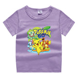 Children Pokemon Pikachu T Shirt Cotton Short Sleeve round Neck T-shirt Sports Casual Cute