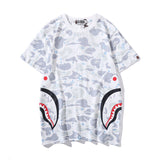 Wgm Shirt Bape Shark Head Men And Women Digital Printing Casual Sports Short Sleeve