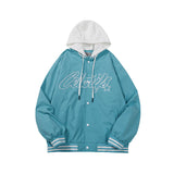Baby Blue Varsity Jacket Spring and Autumn Coat Men's Hooded Jacket