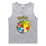 Children Pokemon Pikachu T Shirt Cotton Sweat Absorbing Sports Vest