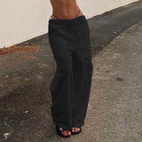 Julia Fox Low Rise Trousers Loose Casual Pants Solid Color Trousers