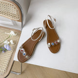 Flat Dress Sandals Summer Flat Buckle Hollowed Leisure Sandals for Women
