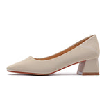 Nude Block Heels Closed Toe Chunky Heel Pumps Women's Spring Women's Shoes
