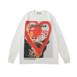 Mens Fall Outfits Long Sleeve T-shirt Autumn and Winter Loose Love Cartoon Inner Wear Blouse