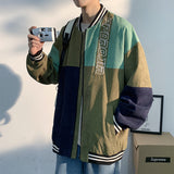 Corduroy Varsity Jacket Corduroy Jacket Men's Spring and Autumn Color Contrast Patchwork Baseball Uniform Casual Loose Embroidered Jacket