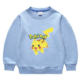 Children Pokemon Pikachu Hoodie Men and Women Baby Cotton Top