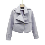 Women PU Leather Jacket Biker Motorcycle Coat Suit Collar Small Coat Autumn Short Temperamental PU Leather Coat