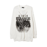 Mens Fall Outfits Hiphop Sweater Men's and Women's round Neck Oversize Sweater Vintage Bottoming Shirt