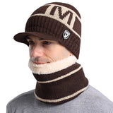 Men Winter Hats Men's Winter Fleece-Lined Thickened All-Matching Knitted Wool Hat
