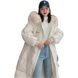 Women Winter Coats Puffer Jacket Down Coat Hooded Down Jacket Female Winter Luminous White Duck Down Mid-Length