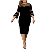 Nina Parker Black Dress Mesh Large Size Women's Dress Hip Skirt