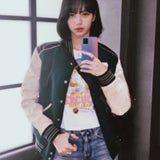 Green Varsity Jacket Autumn and Winter Baseball Uniform Short Jacket Couple Jacket