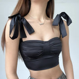 Women Rave Outfits Tops Low-Cut Sexy Pleated Women's Clothing