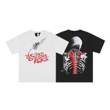 Vlone T Shirts Skull Finger Large V Loose Short Sleeve T-shirt Men and Women High Street Half Sleeve