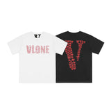 Skull Vlone Shirt Skull Large V Printed Short Sleeve T-shirt Men's Loose Half Sleeve
