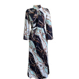 Nina Parker plus Size Dresses Long Sleeve Printed Pleated Strap Dress plus Size Dress