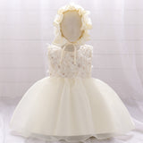 Summer Rompers Sequins Puffy Gauze Princess Dress with Hat