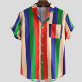 Men Hawaii Shirts Men's Casual Loose Short Sleeves Shirt